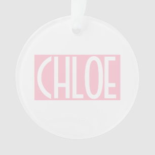 Ornamento Seu Nome Texto Branco em Negrito sobre Rosa Clar