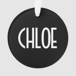 Ornamento Seu Nome, Texto Branco Negrito | Preto