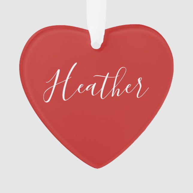 Ornamento Seu Script Branco Personalizado em Vermelho (Frente)