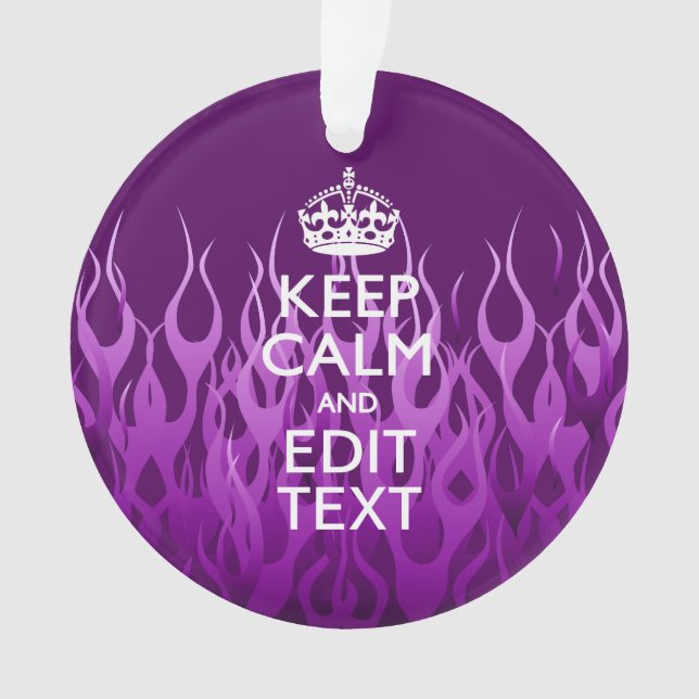Ornamento Seu texto sobre manter calmo fogo em corridas roxa (Frente)