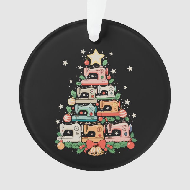 Ornamento Sewing Machine Christmas Tree Stitch Knit Sew Xmas (Frente)