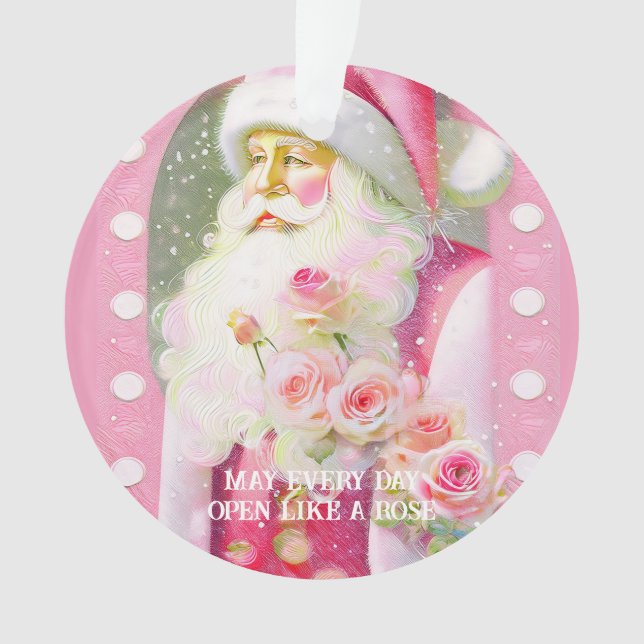 Ornamento Shabby Rose Chic Pink Santa Romantic Santa (Frente)