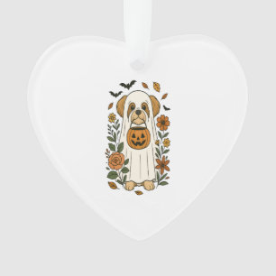 Ornamento Shih Tzu de Halloween com Flores de Outono