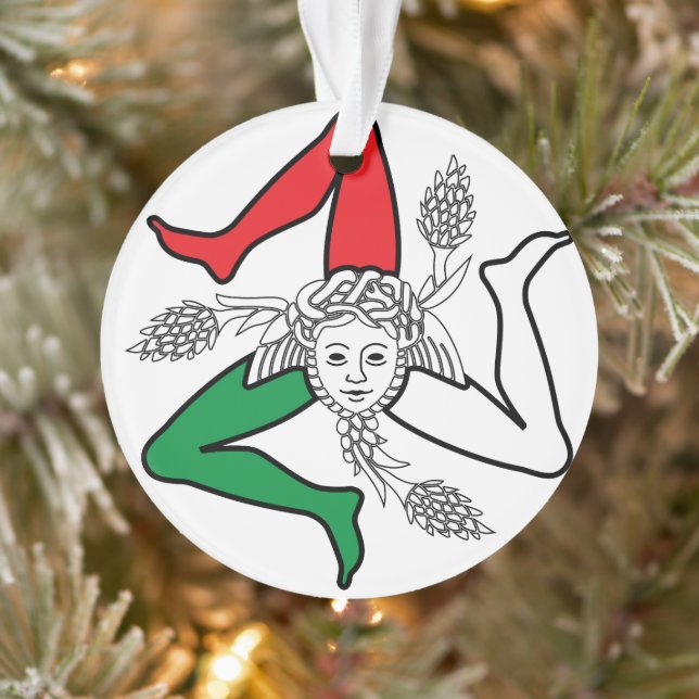 Ornamento Sicilian Trinacria Medusa Emblem Italian Theme (Árvore)