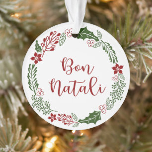 Ornamento Siciliana Merry Christmas Wreath, Bon Natali