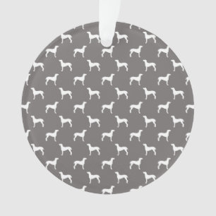 Ornamento Silhuetas brancas de Weimaraner no cinza