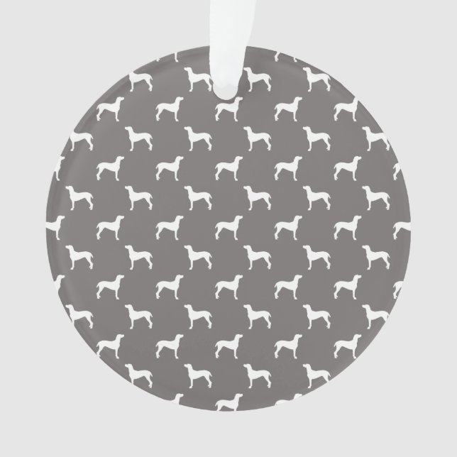 Ornamento Silhuetas brancas de Weimaraner no cinza (Frente)