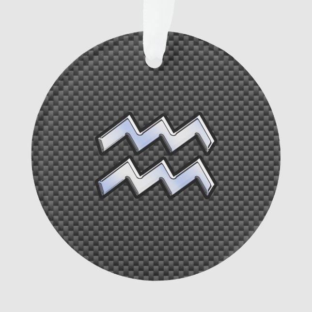 Ornamento Silver Aquarius Símbolo Zodiac Estilo de Fibra Car (Frente)