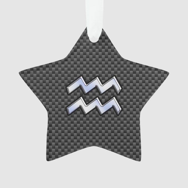 Ornamento Silver Aquarius Símbolo Zodiac Estilo de Fibra Car (Frente)