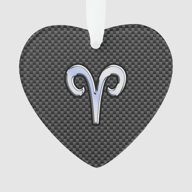 Ornamento Silver Aries Zodiac Sinal Impressão de Fibra de Ca (Frente)