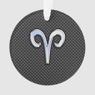 Ornamento Silver Aries Zodiac Sinal Impressão de Fibra de Ca