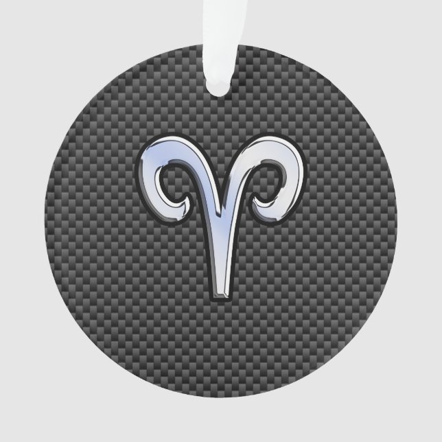 Ornamento Silver Aries Zodiac Sinal Impressão de Fibra de Ca (Frente)