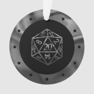 Ornamento Silver D20 Crit   Tabletop Role Player Dice PNP