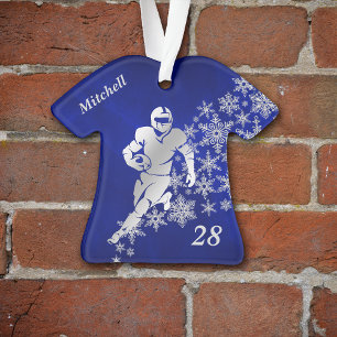 Ornamento Silver Snowflake Blue Futebol Player