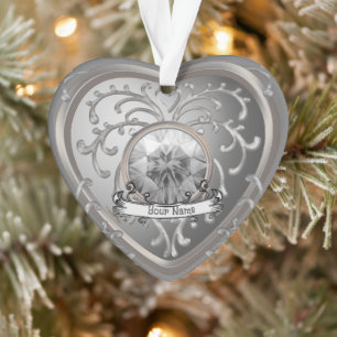 Ornamento Silvery Faux Jewel Heart
