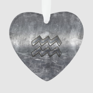 Ornamento Símbolo Aquário Grunge Prateado