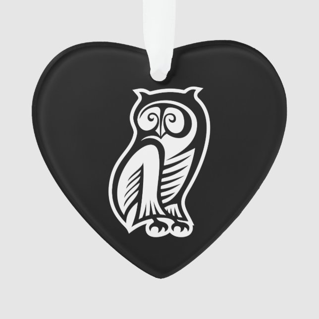 Ornamento Símbolo de Coruja Branco (Frente)