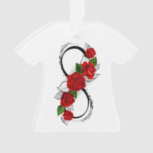 Ornamento Símbolo de Infinito com Rosas Vermelhas