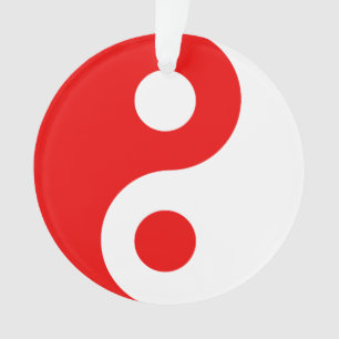 Ornamento Símbolo de Yin Yang vermelho e branco
