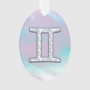 Ornamento Símbolo do zodíaco dos Gêmeos da madrepérola