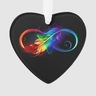 Ornamento Símbolo Infinito com Pena Arco-Íris