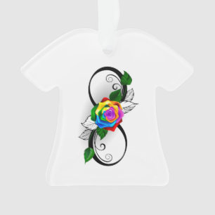 Ornamento Símbolo Infinito com Rosa do Arco-Íris