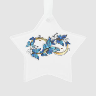 Ornamento Símbolo infinito de borboletas azuis Morpho