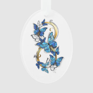 Ornamento Símbolo Infinito de Borboletas Azuis Morpho