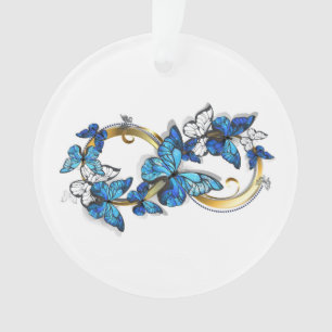 Ornamento Símbolo Infinito de Borboletas Azuis Morpho