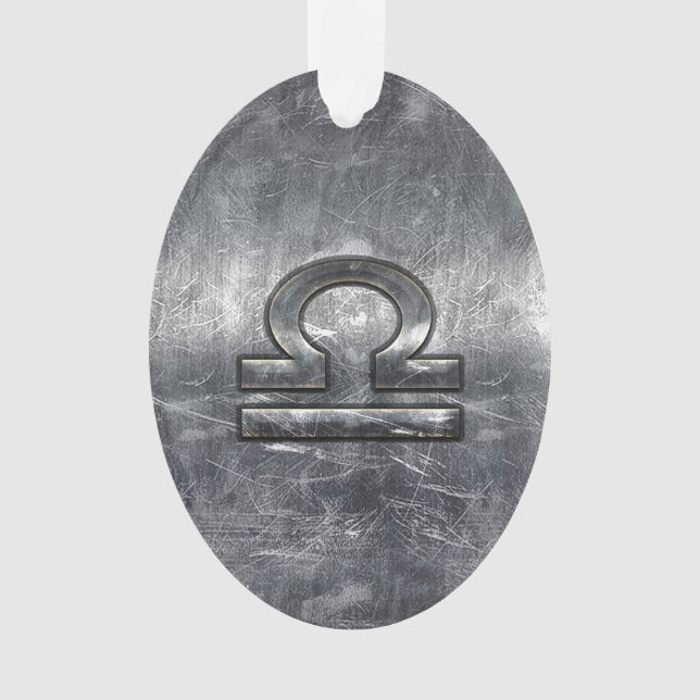 Ornamento Símbolo libra zodipado Estilo de Aço Prateado (Frente)