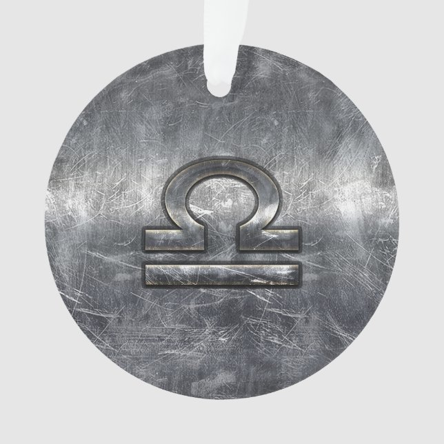 Ornamento Símbolo libra zodipado Estilo de Aço Prateado (Frente)