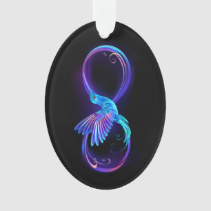 Ornamento Símbolo Neon Infinity com Hummingbird brilhante