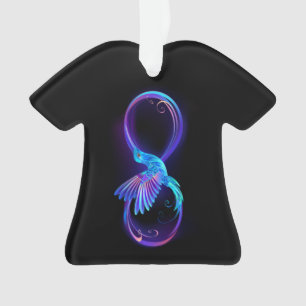 Ornamento Símbolo Neon Infinity com Hummingbird brilhante