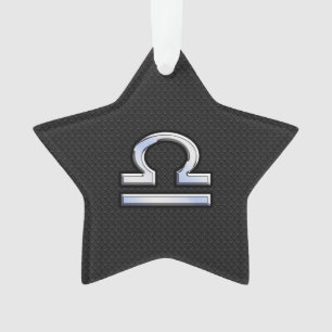 Ornamento Símbolo Silver Libra Zodiac no estilo de pele cob