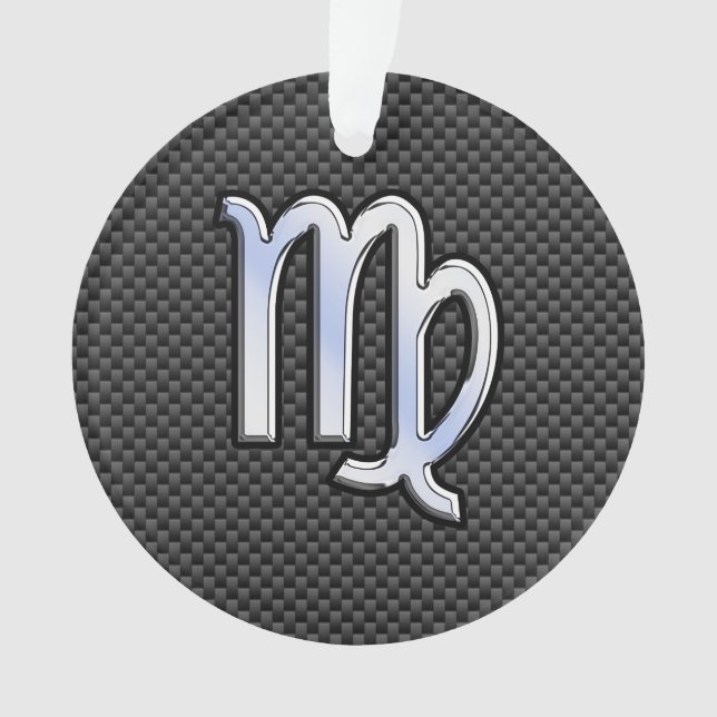 Ornamento Símbolo Virgo Zodiac no Estilo de Fibra Carbono (Frente)