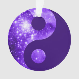 Ornamento Símbolo Yin Yang de Estrelas Roxas