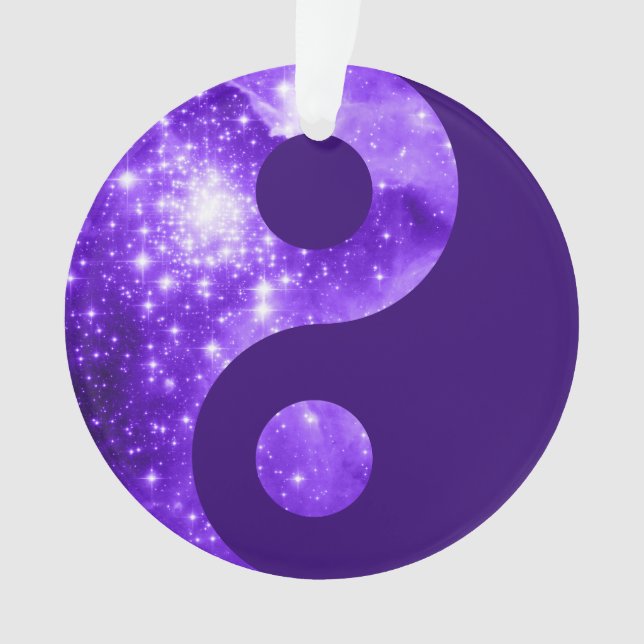 Ornamento Símbolo Yin Yang de Estrelas Roxas (Frente)