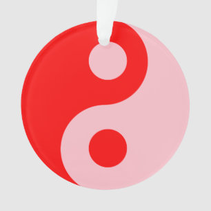 Ornamento Símbolo Yin Yang Vermelho e Rosa