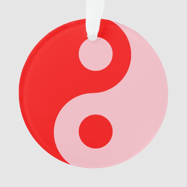 Ornamento Símbolo Yin Yang Vermelho e Rosa (Frente)