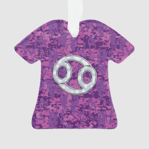 Ornamento Símbolo Zodiac do Cancer Pearl na Camo Digital