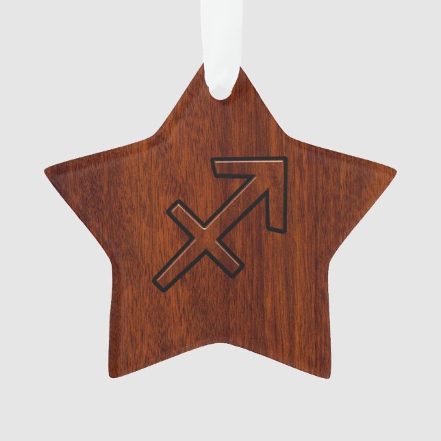 Ornamento Símbolo Zodíaco Sagitário no Decor de Madeira de M (Frente)