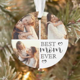 Ornamento Simple Elegant Best Mom Ever Cute Photo Collage