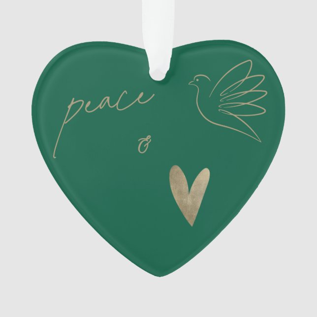 Ornamento Simple Peace & Love Dove Photo Christmas Card (Frente)
