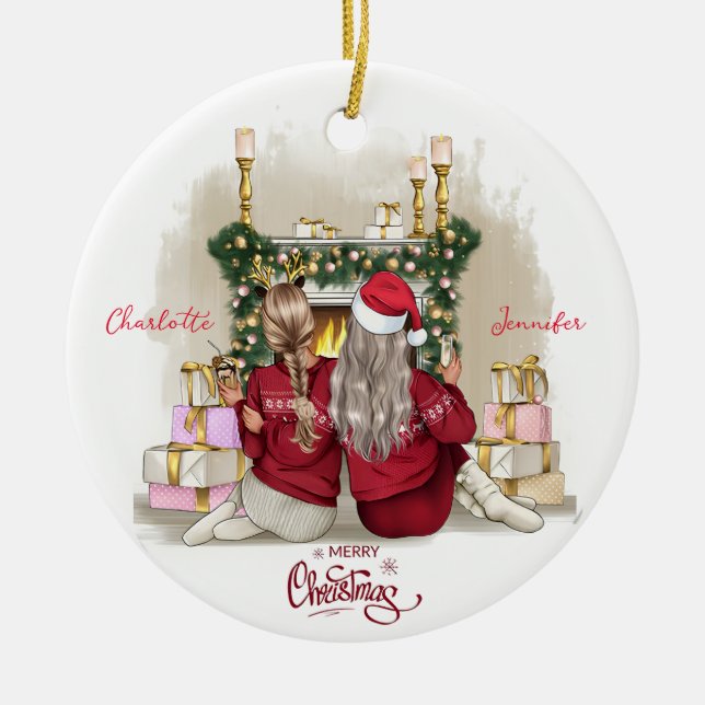 Ornamento Simples e Personalizado de Melhor Amigo (Frente)