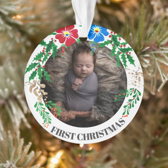 Ornamento Simples Minha Primeira Foto Personalizada De Bebê  (Árvore)