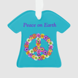 Ornamento Sinal de Paz Floral na Turquesa