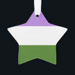 Ornamento Sinalizador do Genderqueer<br><div class="desc">Esta bandeira representa pessoas cuja identidade de gênero não pertence exclusivamente a masculino ou feminino. Há três cores primárias. A Lavanda simboliza a androgância ou a estranheza,  o branco representa a identidade do agente e o verde representa pessoas com identidades não binárias.</div>