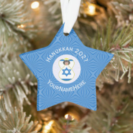 Ornamento Sinalizador Israelita Anjo Hanukkah Personalizado