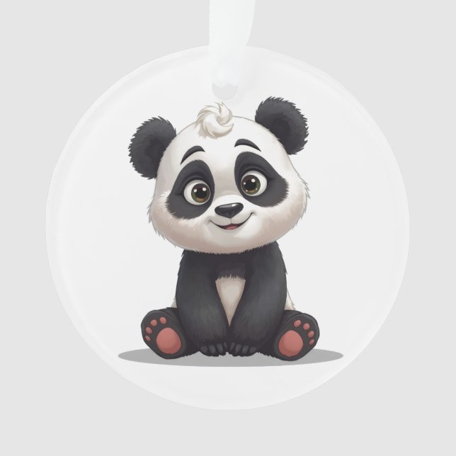 Ornamento Sitting Panda Bear Cartoon Illustration Artwork (Frente)