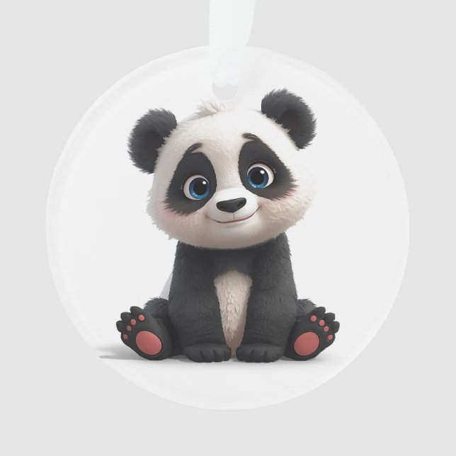 Ornamento Sitting Panda Bear Cartoon Illustration Artwork (Frente)